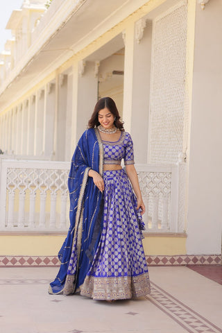 royal blue lehenga combination