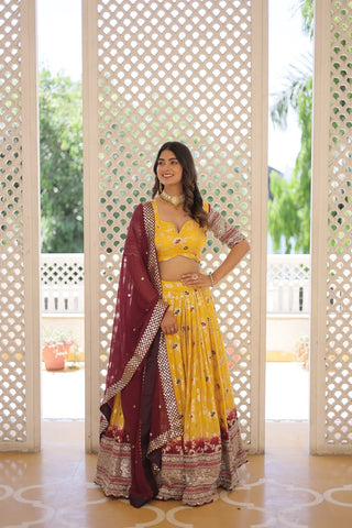 yellow lehenga choli for haldi wedding 