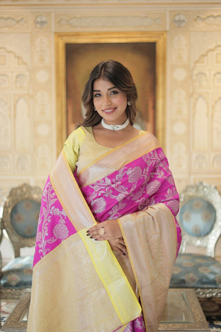 Beautiful Pink Color Kanjivaram Silk Saree