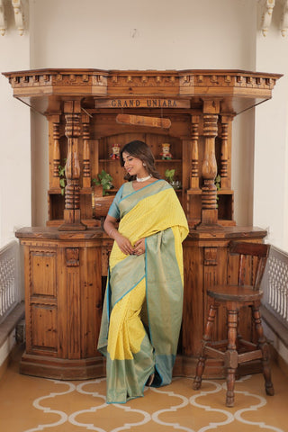 Yellow Color kanjivaram silk sarees