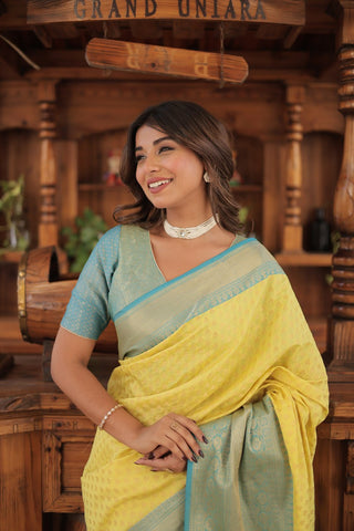 Yellow Color Original Kanjivaram Saree