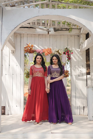 Red And Purple Gowns for women Wedding wear