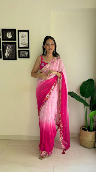 Double shaded saree