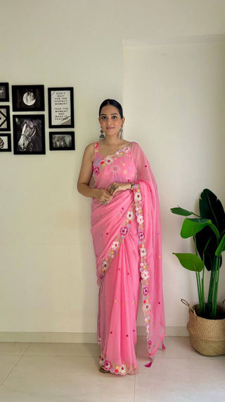 Pink Double shaded silk sarees with price