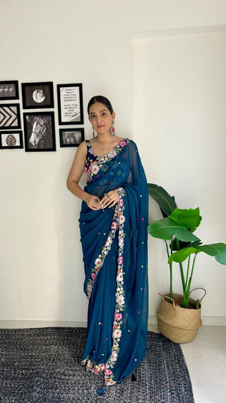 Double shade georgette saree party wear