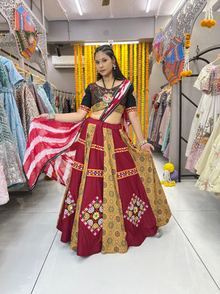 Maroon navratri lehenga choli with dupatta