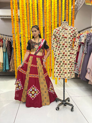 Maroon navratri lehenga choli with dupatta 