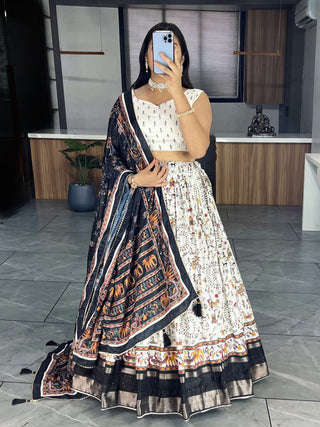 Navratri fully printed dola silk lehenga choli price