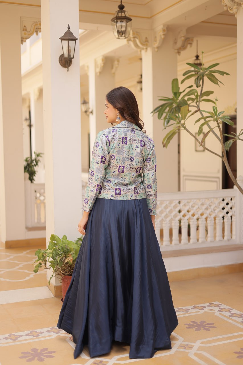 Simple lehenga choli with koti
