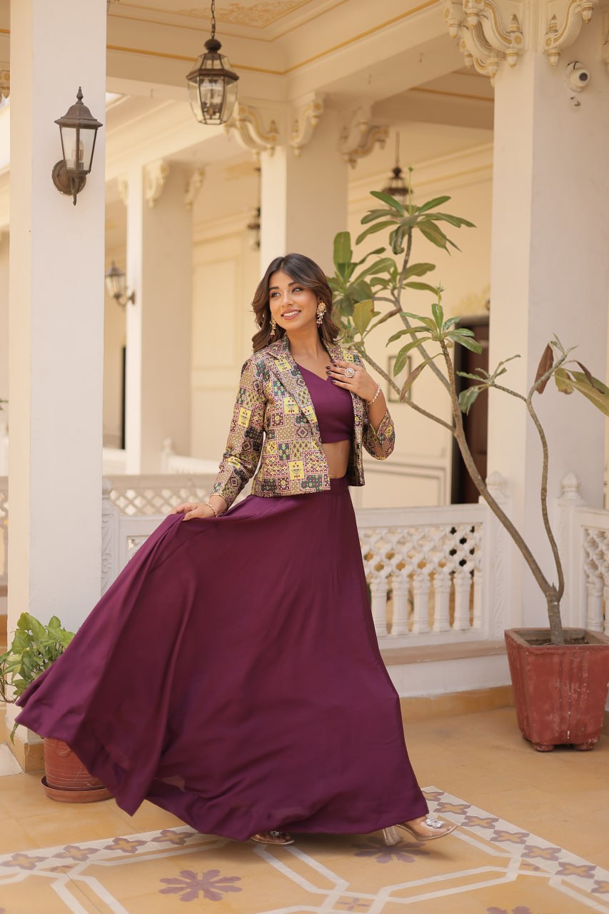 Lehenga choli with koti for party wear