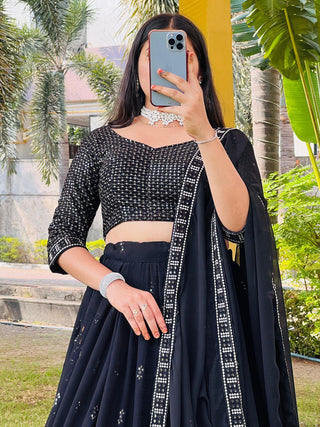 Black heavy georgette lehenga choli with price