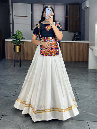 White cotton navratri lehenga choli price