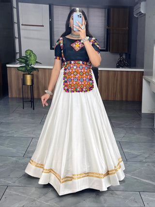 White Chaniya Choli For Navratri Dupatta