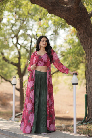  Faux Georgette Lehenga With Shrug