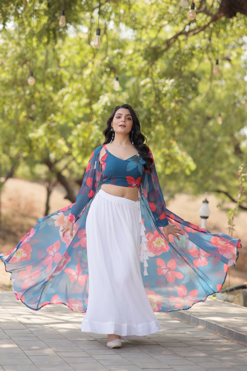 Faux Georgette Lehenga With Shrug Party Wear