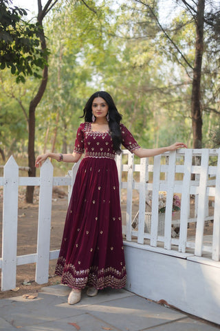 maroon gown for wedding