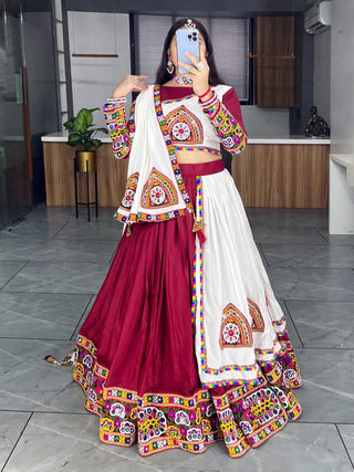 Maroon navratri lehenga choli with dupatta