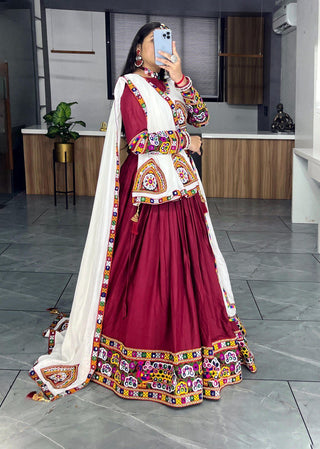 Maroon navratri lehenga choli for girl