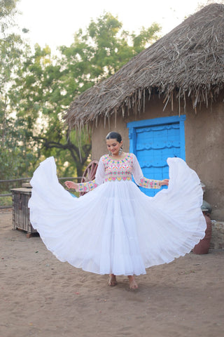 Faux Blooming  White Gown