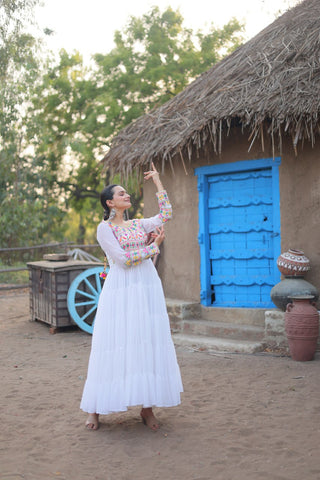 White Full Sleeves Gown