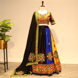 Multi color dola silk lehenga choli for navratri price