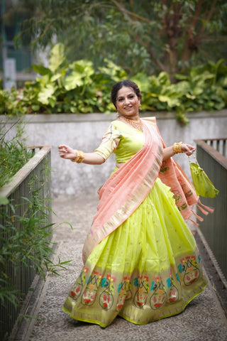 party wear parrot green ghagra choli