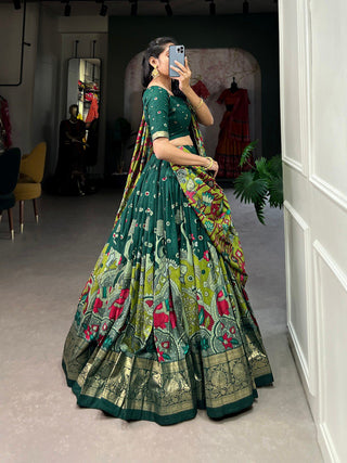 Green floral design chaniya  choli