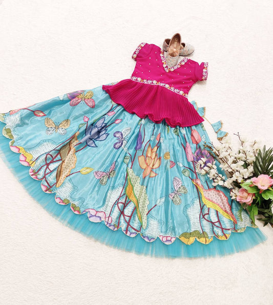 Sky silk kids lehenga choli saree for girls with price
