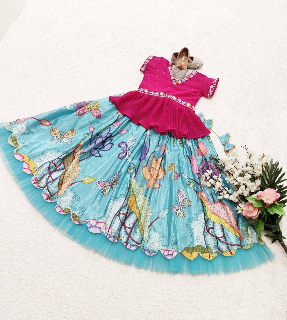 Sky silk kids lehenga choli saree for girls online shopping
