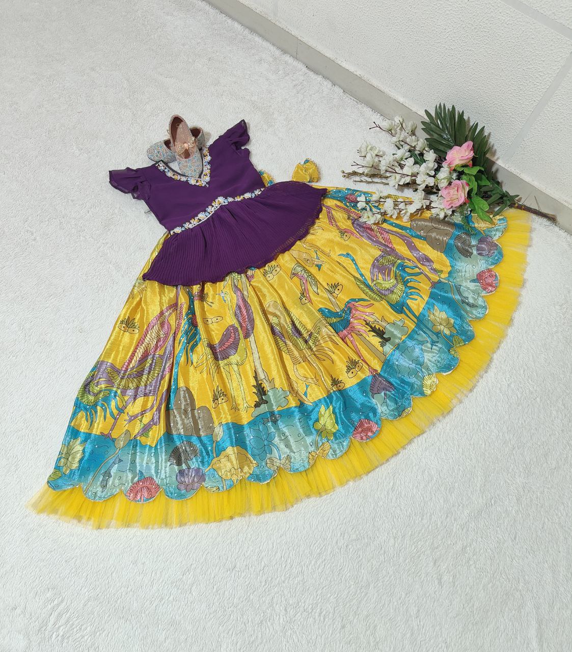 Yellow Lehenga With Top For Girl
