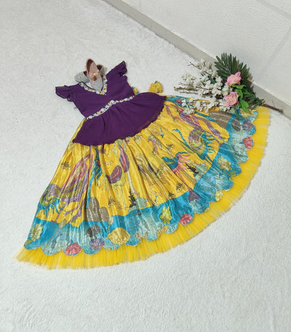 Yellow Lehenga With Top For Girl
