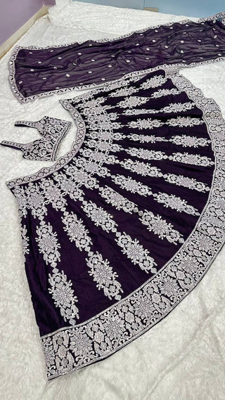 violet lehenga choli dupatta set