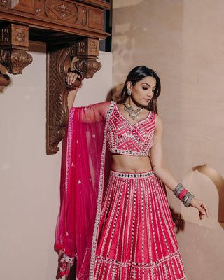 Pink color wedding wear lehenga choli online shopping