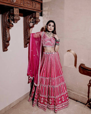 Pink color heavy lehenga choli images