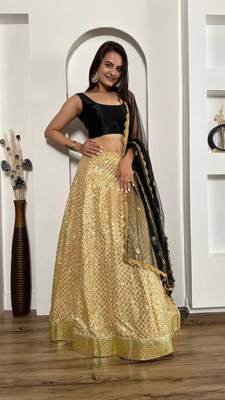 Beige color silk lehenga choli 