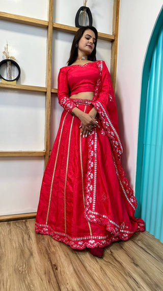 Red color lehenga choli for party wear  online