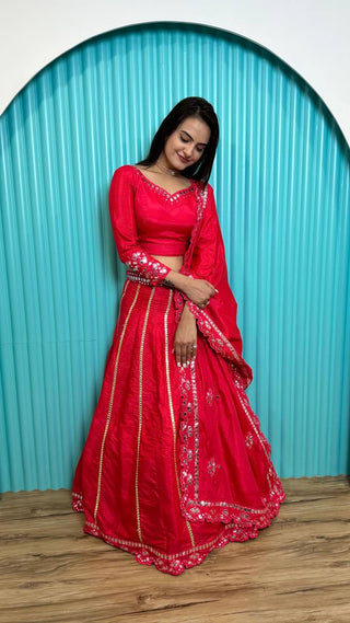 Sequins work red color lehenga choli