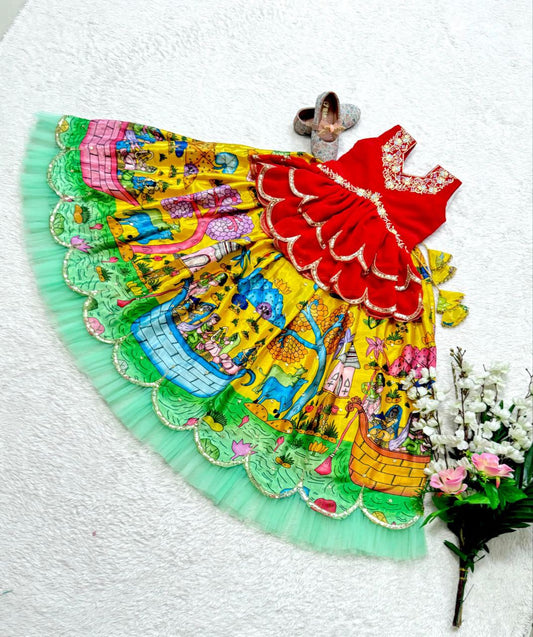 Yellow color silk small girls lehenga choli for women with price
