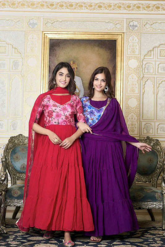 Georgette wedding wear gown for women online