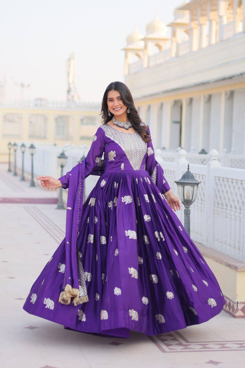Purple color Georgette gown for wedding price