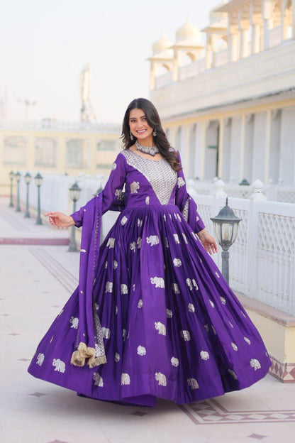 Purple color Georgette gown for wedding price