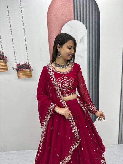 Red color lehenga for bride
