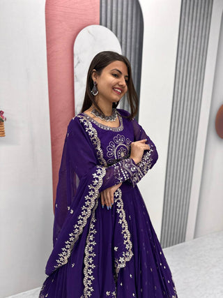 Purple color georgette lehenga choli price