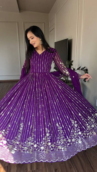 Purple Colour Gown for Wedding
