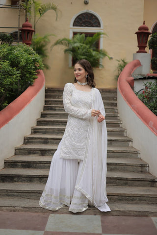 White georgette sharara suit for women images
