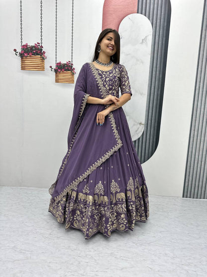 Purple Colour Gown for Wedding
