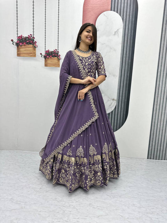 Purple Colour Gown for Wedding
