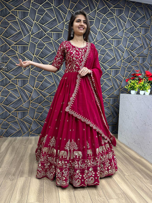Pink color georgette gown for women

