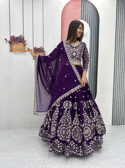 Purple color georgette lehenga choli for party