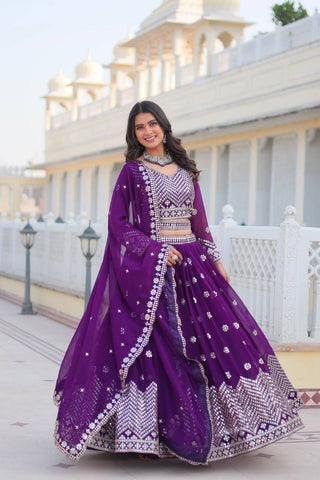 Purple color georgette lehenga choli for women
